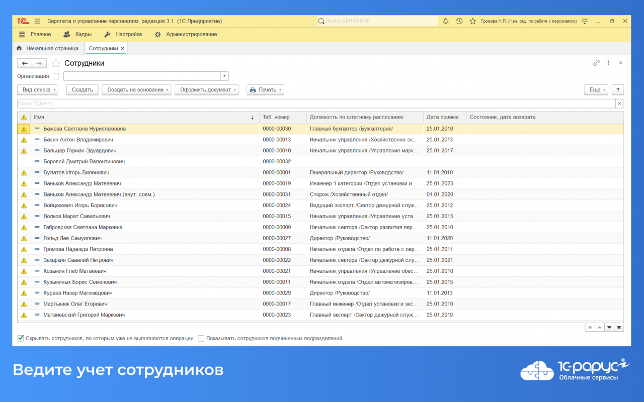 1С: Зарплата и управление персоналом цены