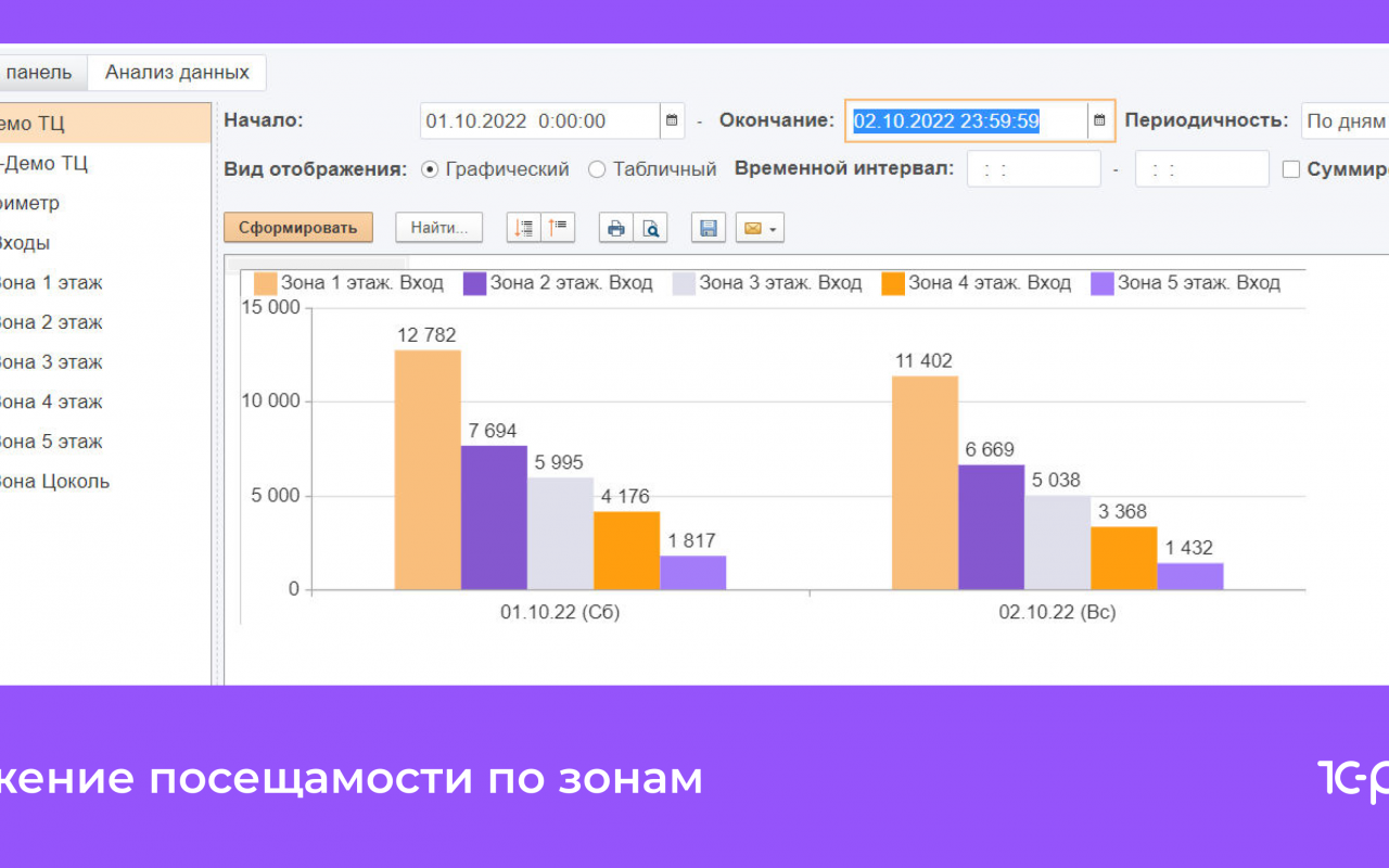 1С-Рарус: Система подсчета посетителей функции